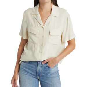 Treasure & Bond Ivory Rayon Utility Camp Shirt S